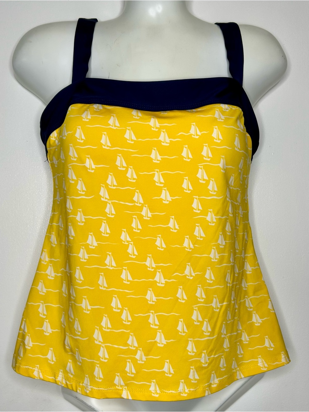 Rare Nautical Sailboat Yellow & Navy Tankini Top
